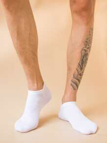 8 Pairs Solid Color Simple Style Men's Short Socks - Black and White - View 2