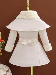 Young Girl Borg Collar Overcoat Without Bag