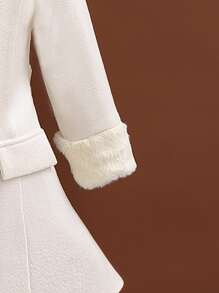 Young Girl Borg Collar Overcoat Without Bag