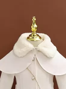 Young Girl Borg Collar Overcoat Without Bag