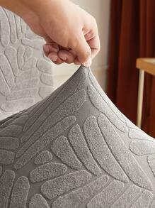 1pc Jacquard Ruffle Trim Stretchy Chair Slipcover, Grey Polyester Chair Dust Cover For Home - Grey - View 2