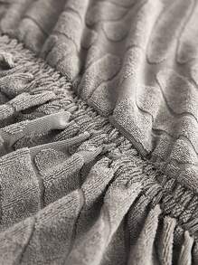 1pc Jacquard Ruffle Trim Stretchy Chair Slipcover, Grey Polyester Chair Dust Cover For Home - Grey - View 7