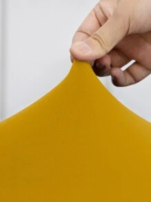 1pc Solid Color Chair Seat Cushion Cover, Stretchy Polyester Fiber, Removable, For Home Decor In Living Room, Bedroom, Chair Seat Protector - Ginger - View 4