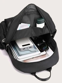 防水,便攜輕便極簡金屬裝飾後背包適用於青少年女孩女士大學學生,白領工人完美適用於學校,大學,工作,商業,通勤,返校 - 黑色 - 查看 6