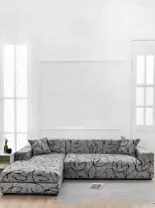 1pc Printed Elastic Sofa Cover And 1pc Non-filled Cushion Cover - Multicolor - View 6