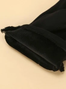 Plush Lined Gloves - Black - View 3