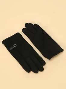 Plush Lined Gloves - Black - View 4