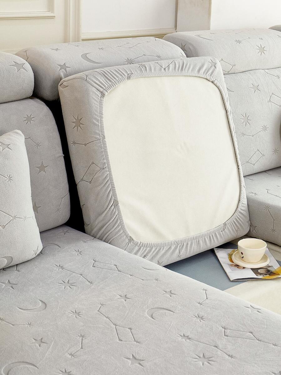 1入組提花有彈性沙發座套 - 淺灰色 - 查看 1