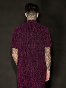 Manfinity Men Striped Button Up Shirt - Purple - View 2