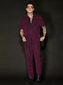 Manfinity Men Striped Button Up Shirt - Purple - View 7