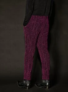Manfinity Men Glitter Suit Trousers Without Belt - Purple - View 2