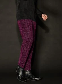 Manfinity Men Glitter Suit Trousers Without Belt - Purple - View 3