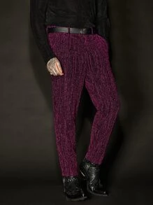 Manfinity Men Glitter Suit Trousers Without Belt - Purple - View 5