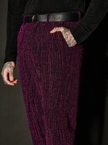 Manfinity Men Glitter Suit Trousers Without Belt - Purple - View 6