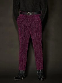 Manfinity Men Glitter Suit Trousers Without Belt - Purple - View 7