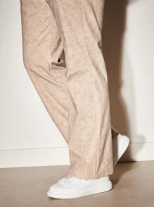 GENTILAND Men Slant Pocket Straight Leg Corduroy Trousers - Beige - View 4