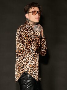 GENTILAND Loose Fit Men's Leopard Print Long Sleeve Casual Shirt - Multicolor - View 4