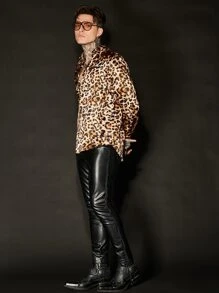 GENTILAND Loose Fit Men's Leopard Print Long Sleeve Casual Shirt - Multicolor - View 5