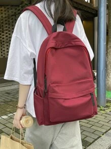 Minimalist Large Capacity Backpack School Bag For Graduate, Teen Girls, Freshman, Sophomore, Junior & Senior In College, University & High School, Perfect For Outdoors ,Travel & Back To School - Red - View 2