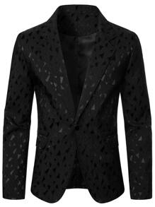 Manfinity AFTRDRK Men Geo Print Lapel Neck Blazer & Suit Trousers - Black - View 3