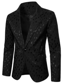 Manfinity AFTRDRK Men Geo Print Lapel Neck Blazer & Suit Trousers - Black - View 5
