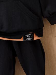Baby Boy Patch Detail Contrast Hooded Sweatshirt & Sweatpants