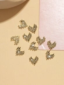 10pcs 3D Heart Design Nail Art Decoration - Gold - View 2