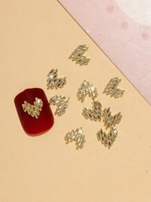 10pcs 3D Heart Design Nail Art Decoration - Gold - View 4
