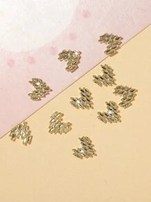 10pcs 3D Heart Design Nail Art Decoration - Gold - View 5