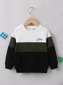 SHEIN Young Boy Letter Patchwork Casual Sports Round Neck Sweatshirt With Regular Sleeve For Autumn - Multicolor - View 1