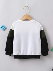 SHEIN Young Boy Letter Patchwork Casual Sports Round Neck Sweatshirt With Regular Sleeve For Autumn - Multicolor - View 2