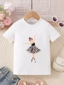 Toddler Girls Figure Graphic Tee - White - View 1