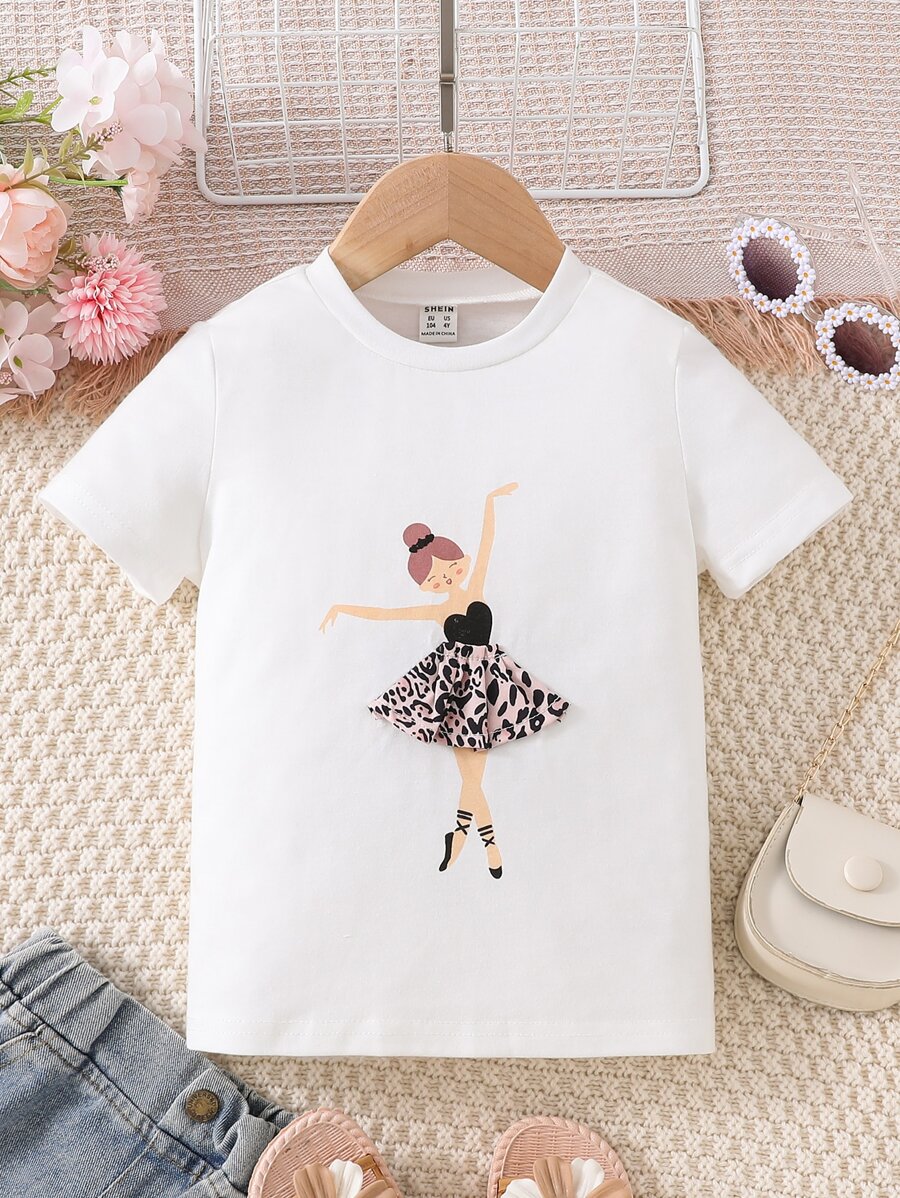 Toddler Girls Figure Graphic Tee - White - View 1