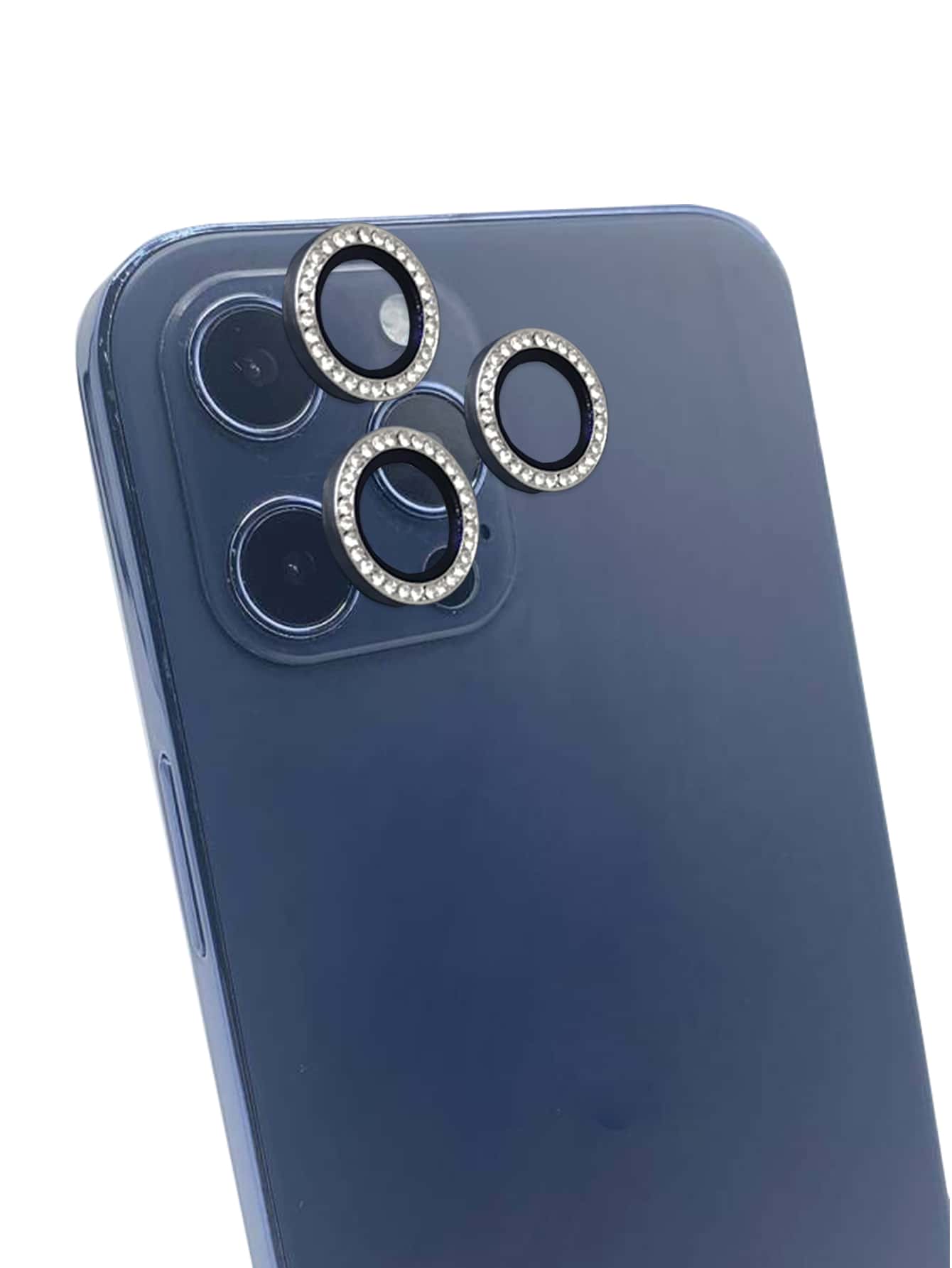3 bucăți de protecție cu lentile pentru cameră pentru telefon cu strasuri - Argint - Vizualizare 1