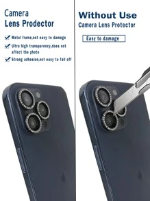 3 bucăți de protecție cu lentile pentru cameră pentru telefon cu strasuri - Argint - Vizualizare 5