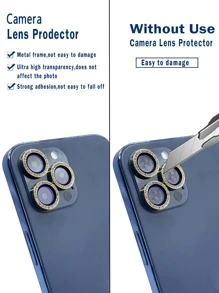 3 bucăți de protecție cu lentile pentru cameră pentru telefon cu strasuri - Argint - Vizualizare 7