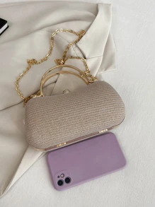 Glamorous Glitter Bling, Sequin, Luxury, Shiny Mini Glitter Rhinestone Decor Box Bag Evening Bag, Dinner Bag Faux Pearl, Metal Chain, Crystal Decor For Party Girl, Woman, Bride Perfect For Party, Wedding, Prom, Dinner/Banquet, For, Perfectly Matching With Bridal Party, Party Bags,Perfect For Party Wedding Prom Dinner/Banquet Matching With Holiday Party Dress Evening Dress & Sequin Dress