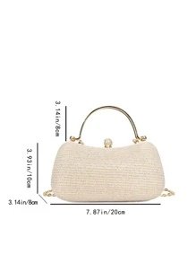 Glamorous Glitter Bling, Sequin, Luxury, Shiny Mini Glitter Rhinestone Decor Box Bag Evening Bag, Dinner Bag Faux Pearl, Metal Chain, Crystal Decor For Party Girl, Woman, Bride Perfect For Party, Wedding, Prom, Dinner/Banquet, For, Perfectly Matching With Bridal Party, Party Bags,Perfect For Party Wedding Prom Dinner/Banquet Matching With Holiday Party Dress Evening Dress & Sequin Dress