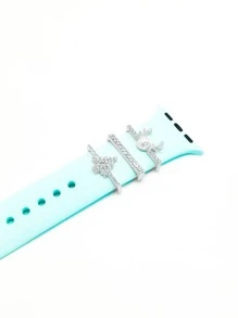 3 件裝銀色珍珠鹿角錶帶裝飾環螺柱兼容 Apple 錶帶、聖誕樹鹿裝飾環、腕帶吊墜金屬創意鉚釘適用於 20 毫米三星 Galaxy 錶帶 - 銀色 - 查看 5