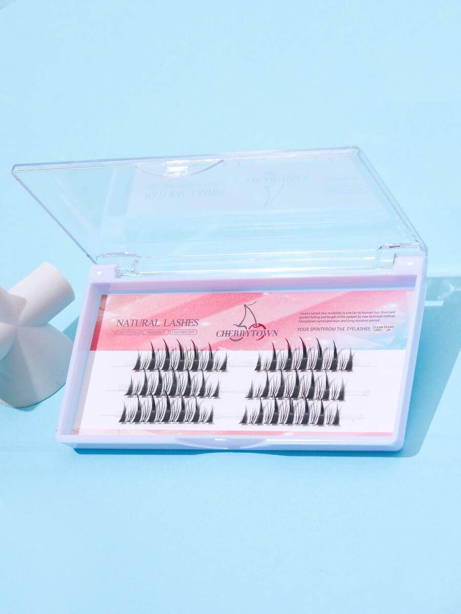 CHERRYTOWN 1box Mermaid Tail Individual False Eyelashes - Black - View 1