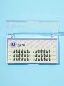 HSPM Manga Lashes, 1box Mermaid Tail Individual False Eyelashes - Black - View 1