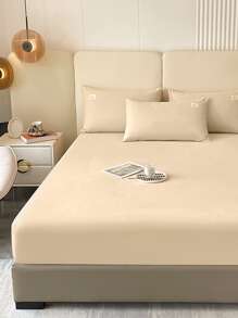 1 bộ ga trải giường màu trơn, tấm bảo vệ nệm, vỏ nệm, thiết kế túi sâu, mềm mại và thoáng khí, phù hợp với nhiều kích cỡ giường. - Màu be - Xem 1