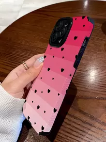 Funda de teléfono con patrón de corazones rosas para el Día de San Valentín, resistente al agua, a los golpes y a los arañazos - Multicolor - Ver 2