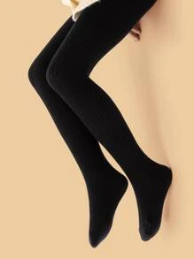 Niñas Medias unicolor - Negro - Ver 3