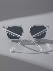 1pc Men Plastic Geometric Modern Simple Style Glasses For Holiday Gift Daily Life Fishing Camping Accessories Y2kfestival For Summer Beach Vacation,Outdoor,Travel - Dark Grey - View 5