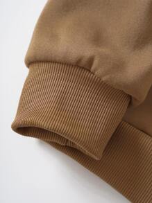 SHEIN LUNE Cartoon & Letter Graphic Thermal Lined Sweatshirt - Brown - View 3