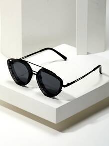 Men Top Bar Sunglasses With Glasses Rope - Black - View 2