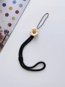 花朵装饰手机挂绳，适合送给母亲、家人、朋友、生日、节日的礼物，手机挂饰，手机链 - 黑色 - 查看 3