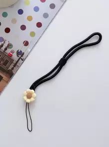 花朵装饰手机挂绳，适合送给母亲、家人、朋友、生日、节日的礼物，手机挂饰，手机链 - 黑色 - 查看 4