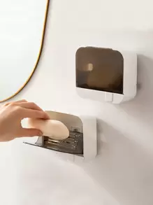 1pc Wall Mounted Soap Dish - Black - View 1